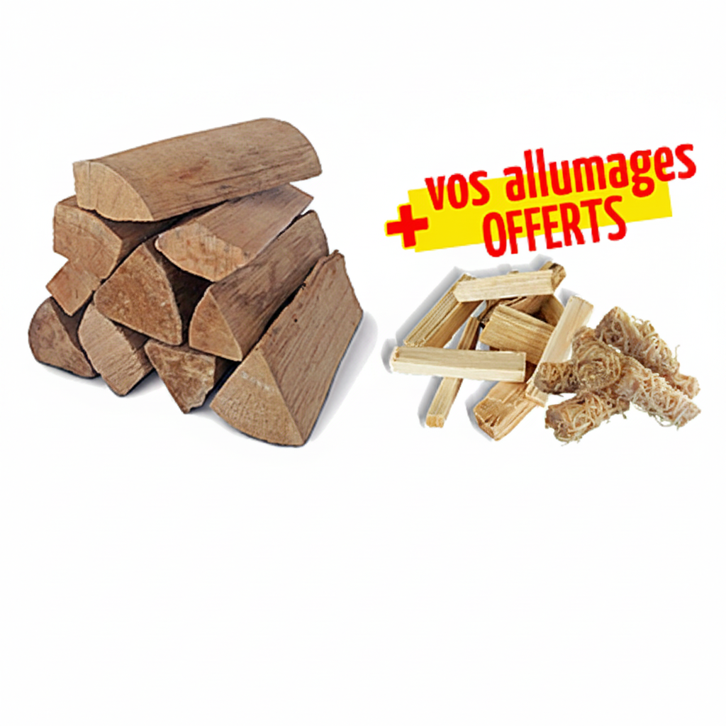 Lot de 3 Packs Bois de Chauffage 40 cm 6000 dm³ + Allume-Feux et Bois d'Allumage