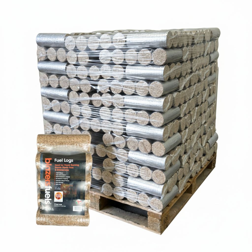 Briquettes de Bois Palette de 540 Bûches Densifiées FSC