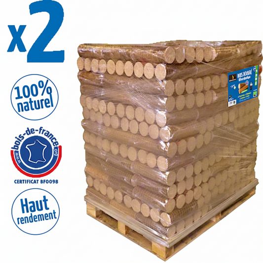 Bois Densifié Palette 208 Packs de 5 Bûches – Haut Pouvoir Calorifique