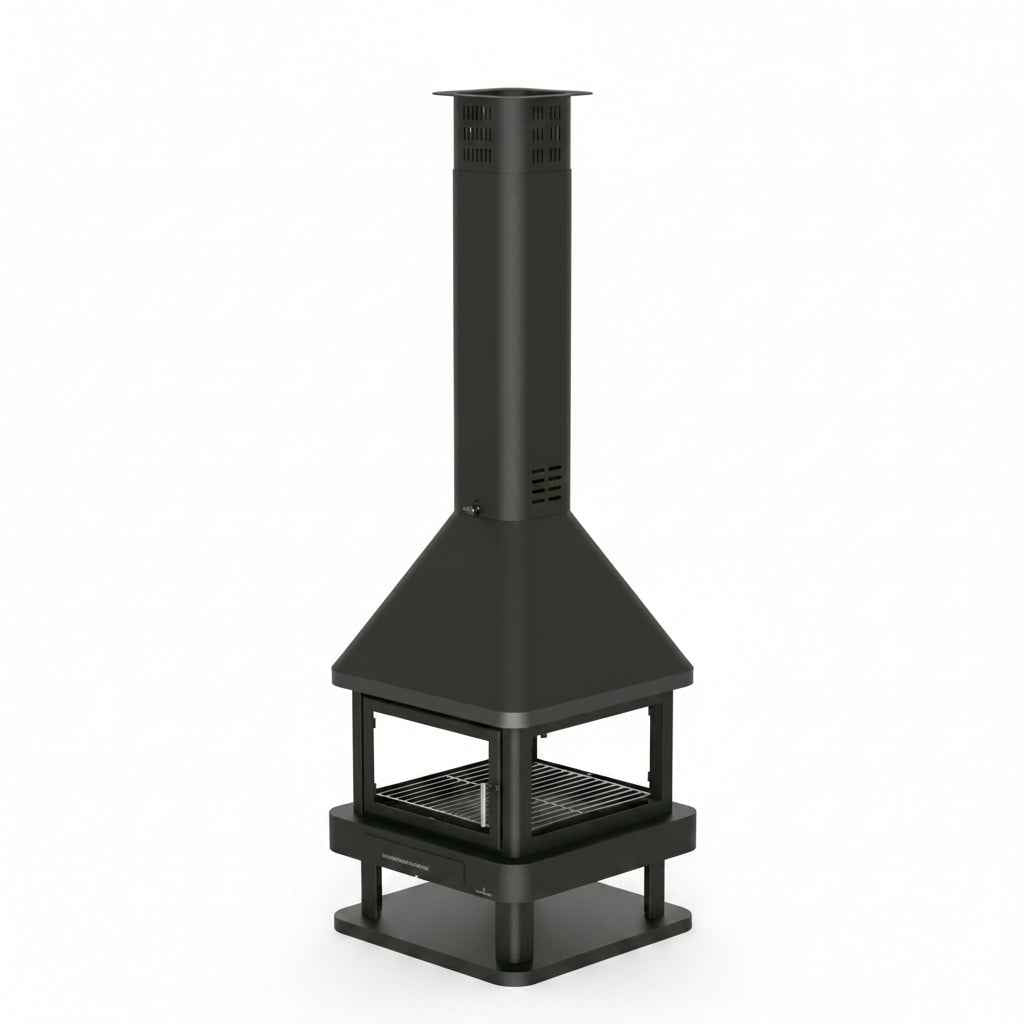 Poêle à Bois Central  15 kW 4 Vitres A+