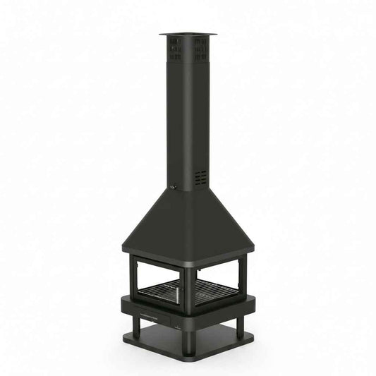 Poêle à Bois Central  15 kW 4 Vitres A+