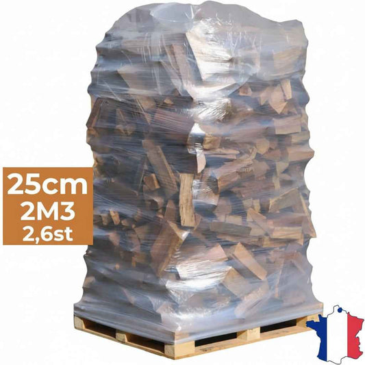 Bois de Chauffage Premium 25 cm Sec Étuvé 2 m³