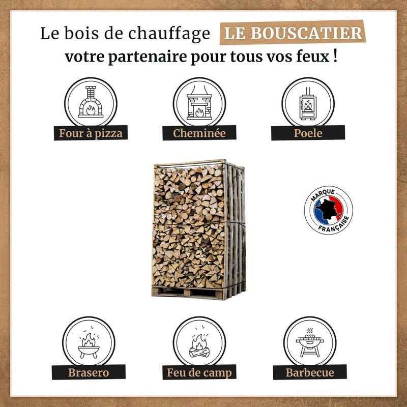 Bois de Chauffage Chêne et Feuillus Secs 30 cm 3 Stères
