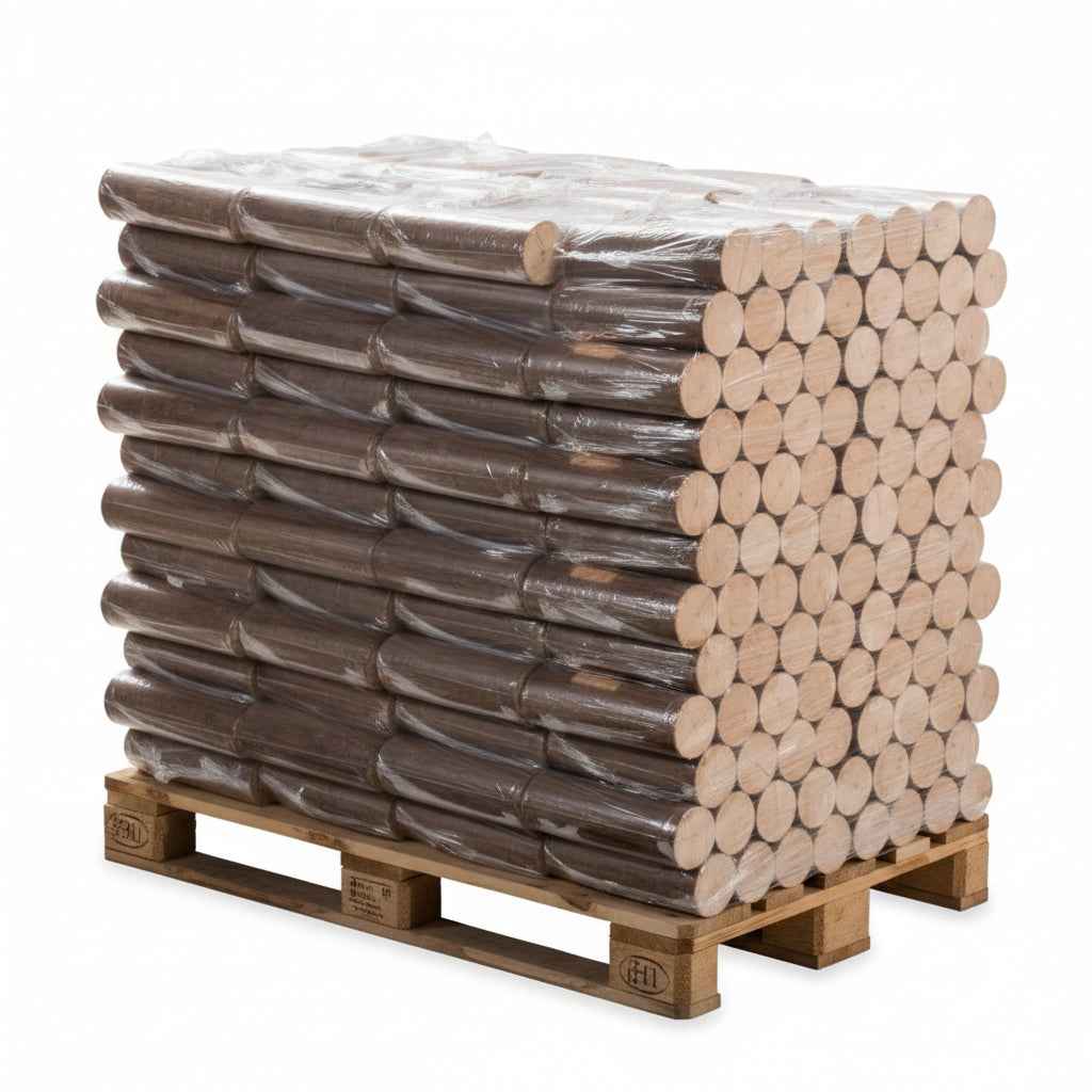 Bûches Compressées Premium 100 % Hêtre – Gros Diamètre 10 cm – Palette 960 kg