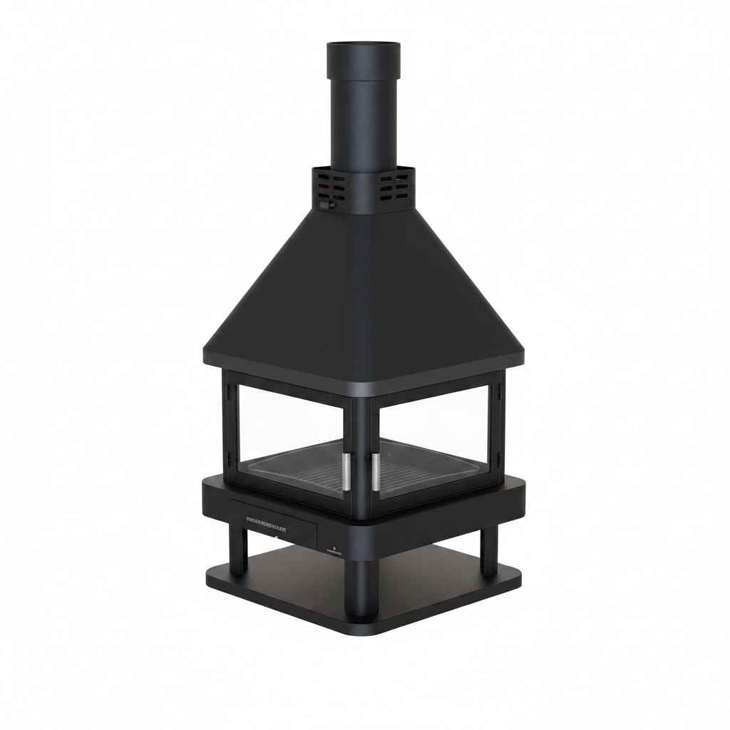 Poêle à Bois Central  15 kW 4 Vitres A+