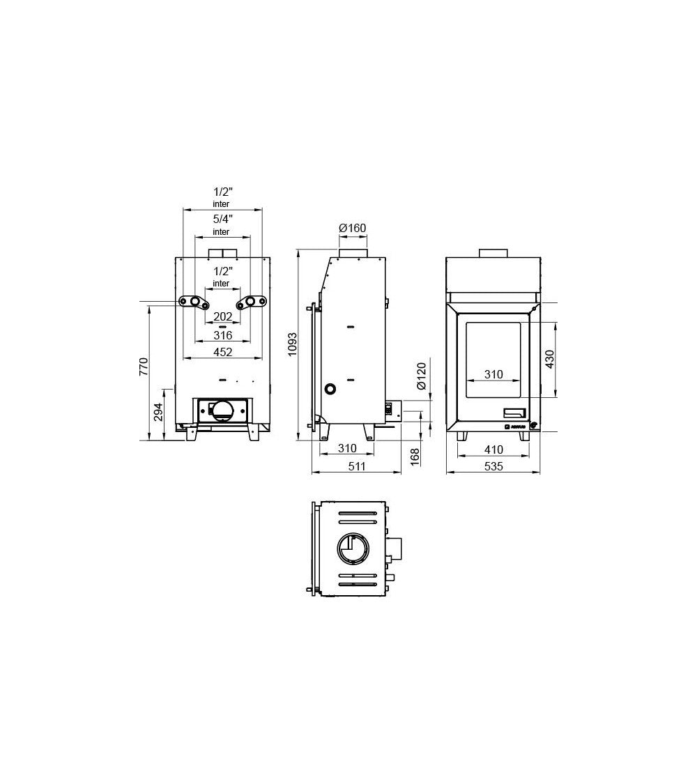 INSERT AQUAFLAMME 7KW Insert/Chaudière Régul. Auto